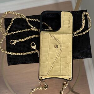 Bandolier Lily Duet CROSSBODY AND WRISTLET SET IN BUTTER YELLOW CROC/GOLD